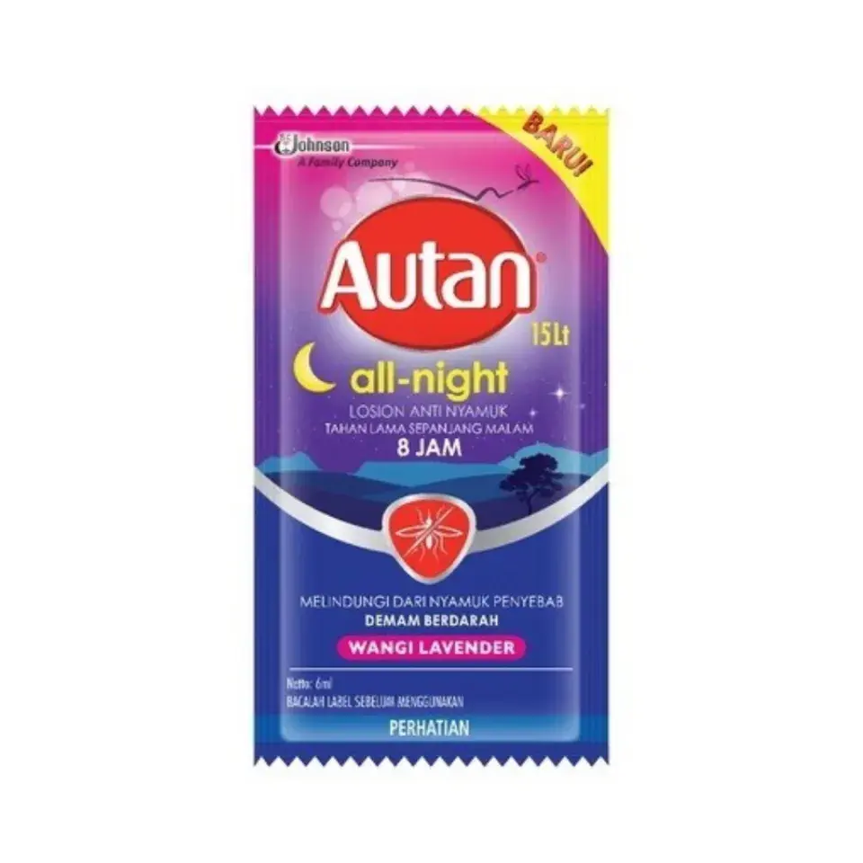 AUTAN LOTION ANTI NYAMUK ALL NIGHT LAVENDER SCT 6mL