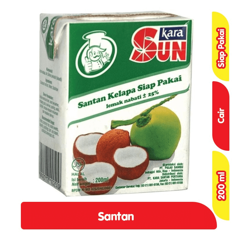 Kara Sun Santan Kelapa Cair Siap Pakai 200 ml