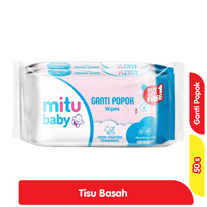 Mitu Baby Tisu Basah Bayi Ganti Popok Charming Lily 50 s - Beli 1 Gratis 1