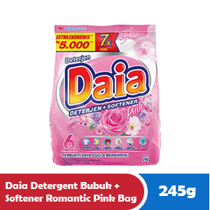 DAIA DETERGENT BUBUK + SOFTENER ROMANTIC PINK BAG 252/245g