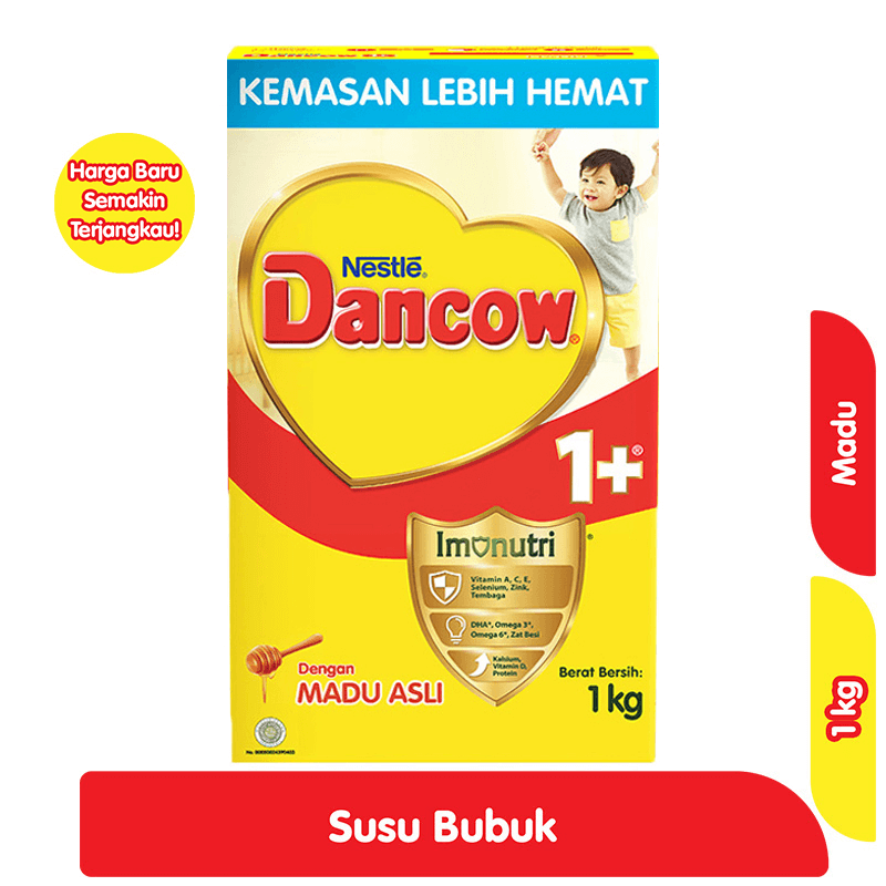 Nestle Dancow 1+ Imunutri Susu Bubuk Pertumbuhan Anak Madu 1kg