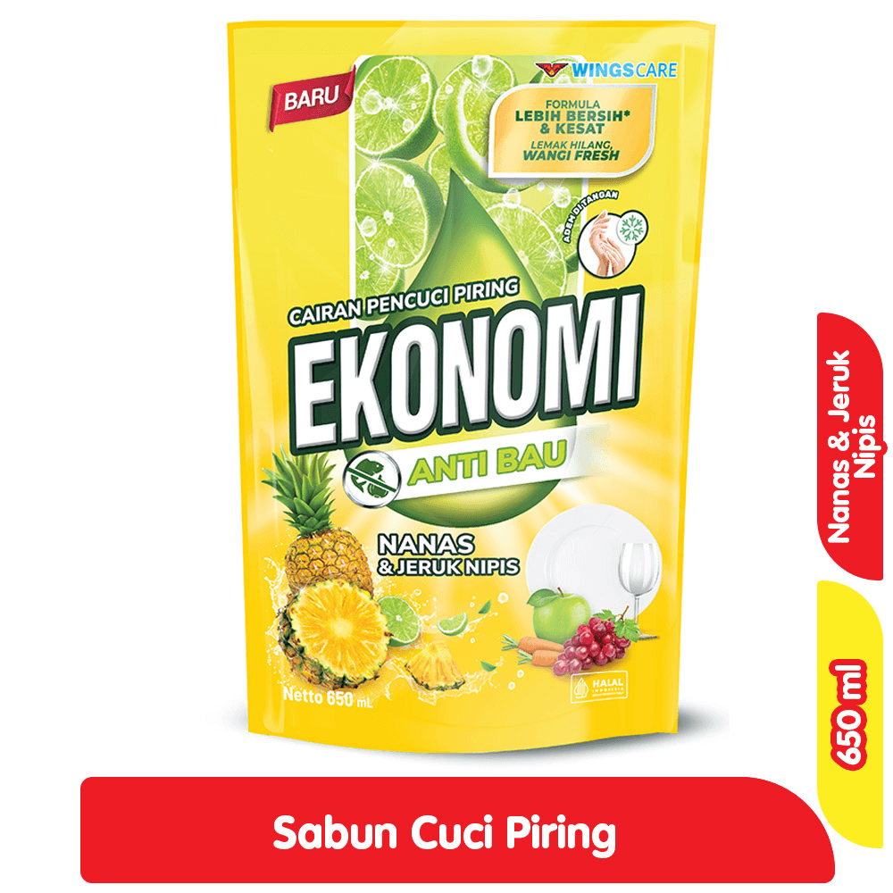 Ekonomi Sabun Cuci Piring Nanas & Jeruk Nipis Anti Bau Refill 650 ml