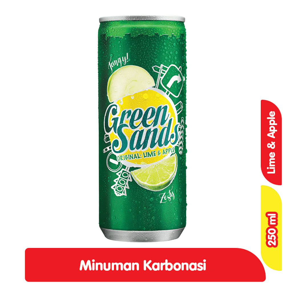 Green Sands Minuman Karbonasi Lime & Apple Kaleng 250 ml