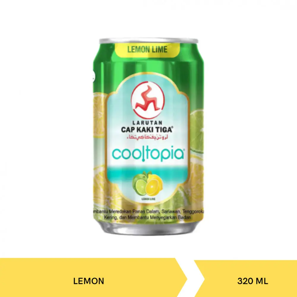 Cap Kaki Tiga Larutan Penyegar Cooltopia Lemon Lime 320 ml