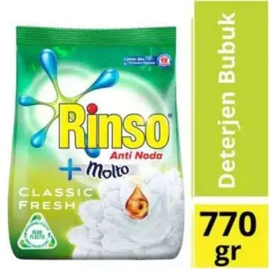 RINSO DETERJEN POWDER ANTI NODA CLASSIC BAG 800/770g