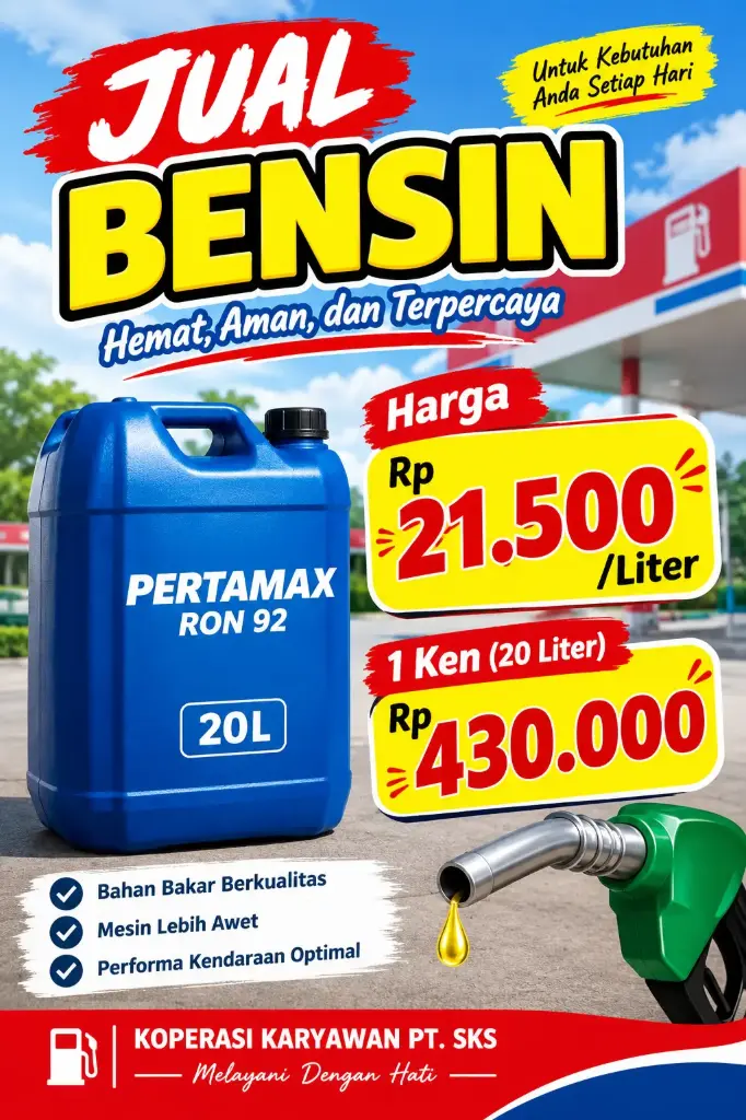 MINYAK BENSIN KEMASAN KEN 20 LITER