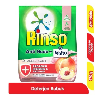 [3070] RINSO DETERGEN PWD A/NODA+MOLTO JAPANESE PEACH BAG 770g