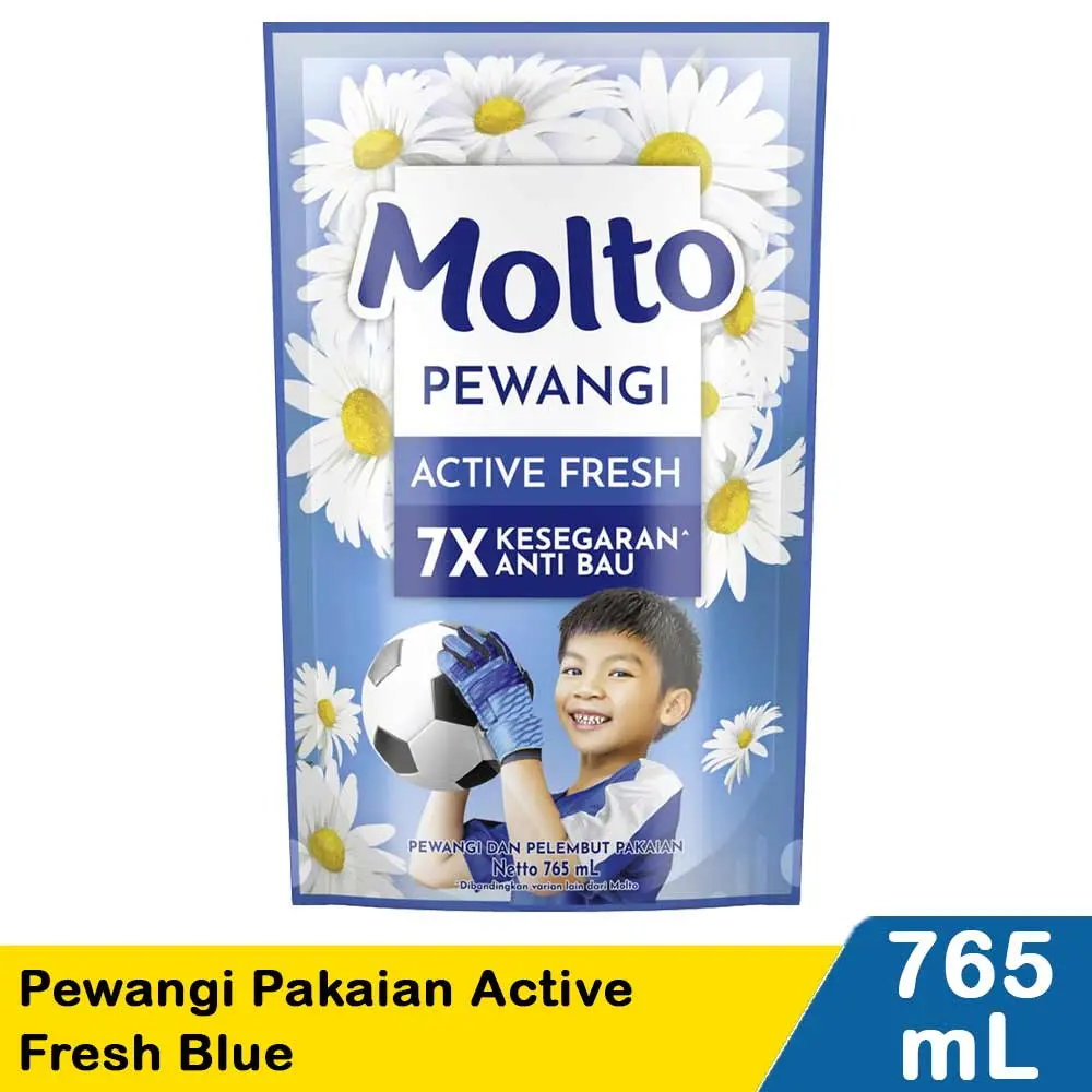 [2345] MOLTO PEWANGI PAKAIAN ACTIVE FRESH BLUE PCH 765mL